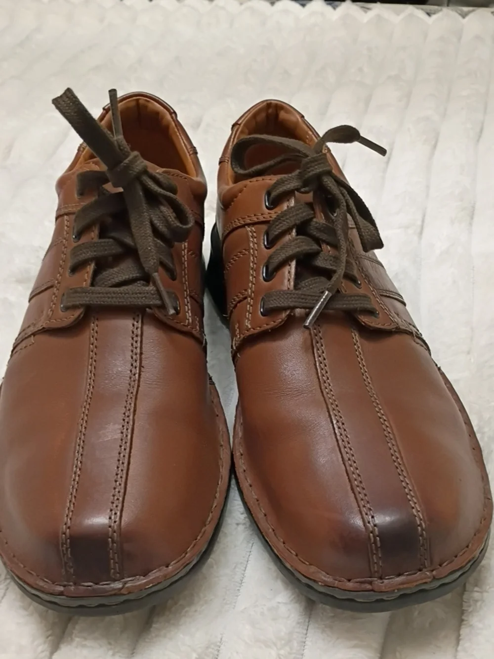 Clarks Toureg Vibe Mens Brown Leather Flat Lace Up Dress Shoes 9.5W